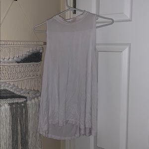 White mock neck tank